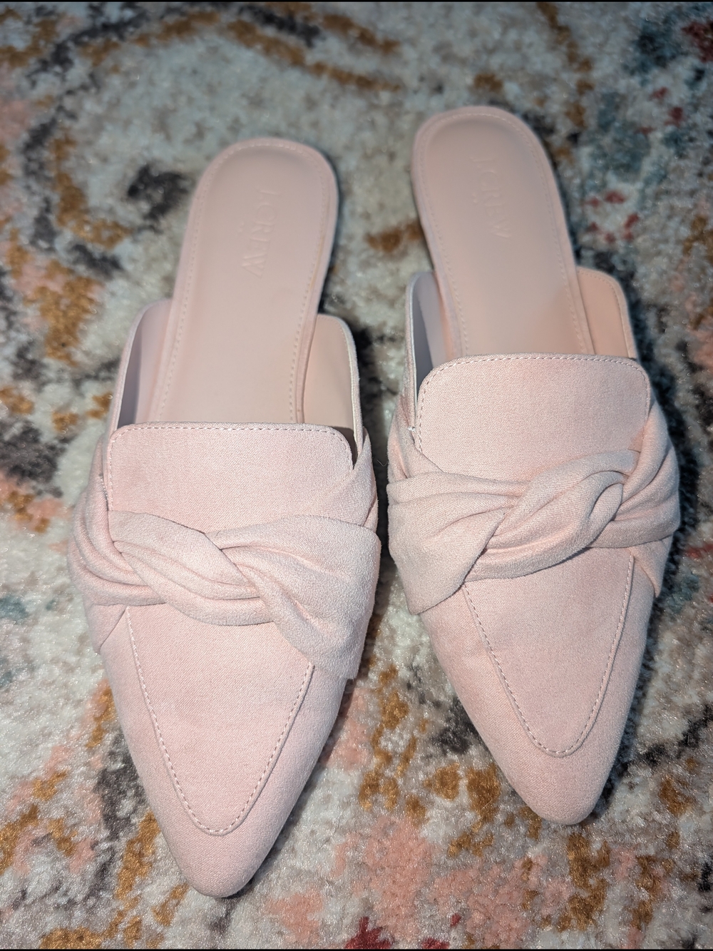 J. Crew Womens Pink Knotted Suede Slip-On Mules 8.5 Office Work Cute
